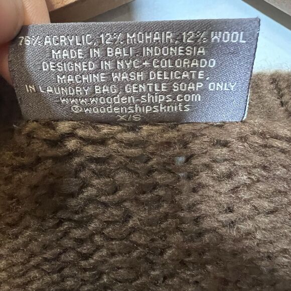 Wooden Ships Sweater Size Small Oversized Whiskey Wool Blend Brown Crew neck - Picture 6 of 9